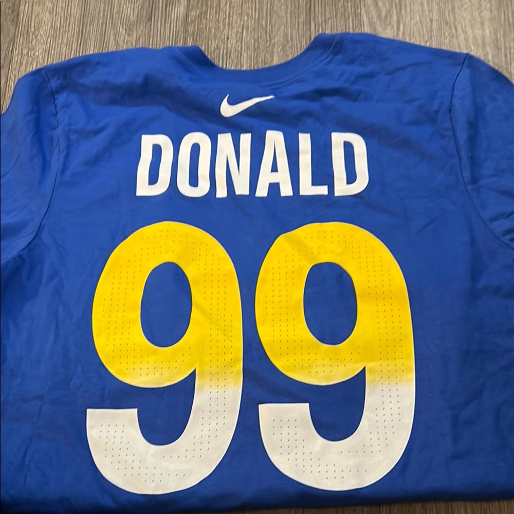 Nike Rams Donald #99 T-shirt Large Blue and Yellow